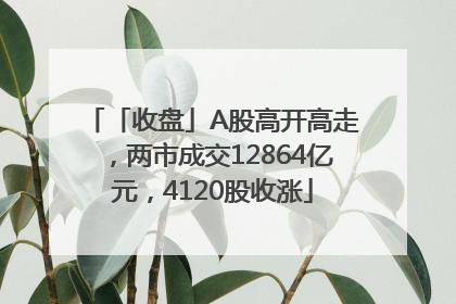 「收盘」A股高开高走，两市成交12864亿元，4120股收涨