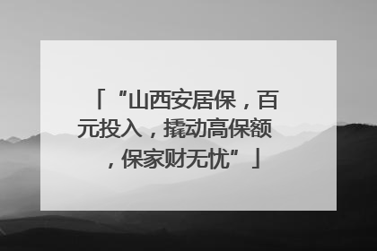 “山西安居保，百元投入，撬动高保额，保家财无忧”