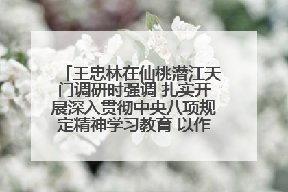 王忠林在仙桃潜江天门调研时强调 扎实开展深入贯彻中央八项规定精神学习教育 以作风建设新成效加快推动高质量发展