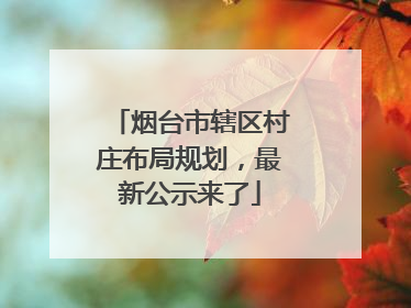烟台市辖区村庄布局规划，最新公示来了
