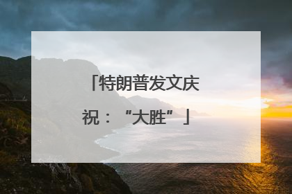 特朗普发文庆祝：“大胜”