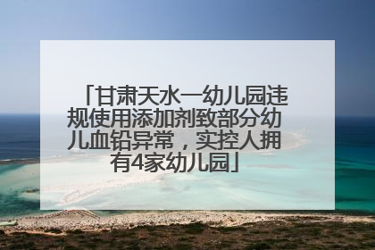 甘肃天水一幼儿园违规使用添加剂致部分幼儿血铅异常，实控人拥有4家幼儿园