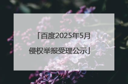百度2025年5月侵权举报受理公示