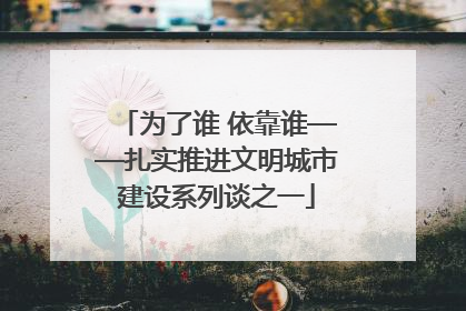 为了谁 依靠谁——扎实推进文明城市建设系列谈之一