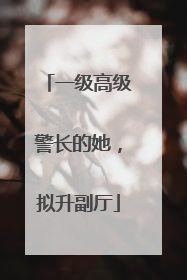 一级高级警长的她，拟升副厅