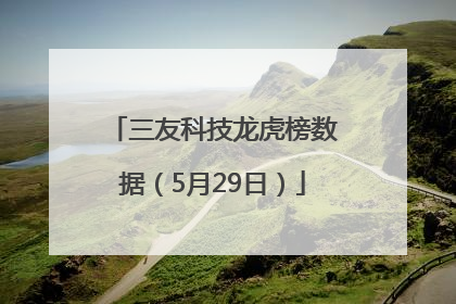三友科技龙虎榜数据（5月29日）