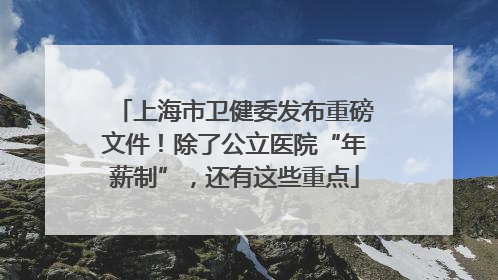 上海市卫健委发布重磅文件！除了公立医院“年薪制”，还有这些重点