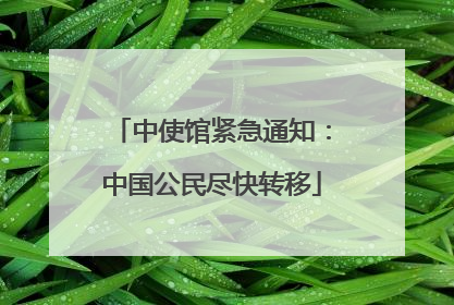 中使馆紧急通知：中国公民尽快转移