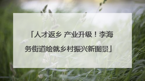 人才返乡 产业升级！李海务街道绘就乡村振兴新图景