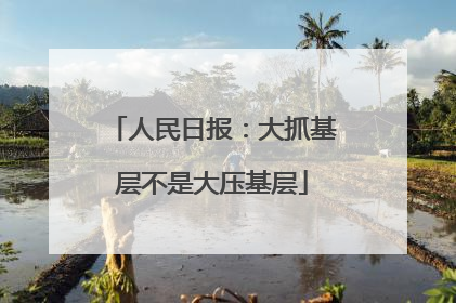 人民日报：大抓基层不是大压基层