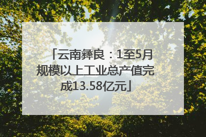 云南彝良：1至5月规模以上工业总产值完成13.58亿元