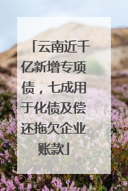 云南近千亿新增专项债，七成用于化债及偿还拖欠企业账款