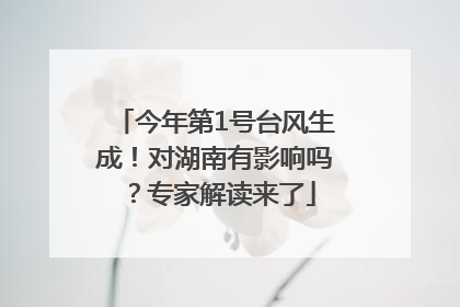 今年第1号台风生成！对湖南有影响吗？专家解读来了