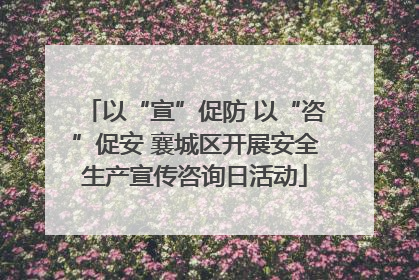 以“宣”促防 以“咨”促安 襄城区开展安全生产宣传咨询日活动
