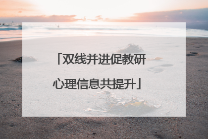 双线并进促教研 心理信息共提升