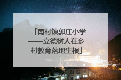 南村镇郭庄小学——立德树人在乡村教育落地生根