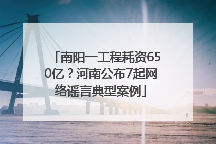 南阳一工程耗资650亿？河南公布7起网络谣言典型案例