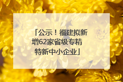 公示！福建拟新增62家省级专精特新中小企业