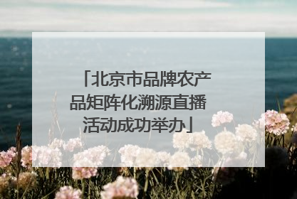 北京市品牌农产品矩阵化溯源直播活动成功举办