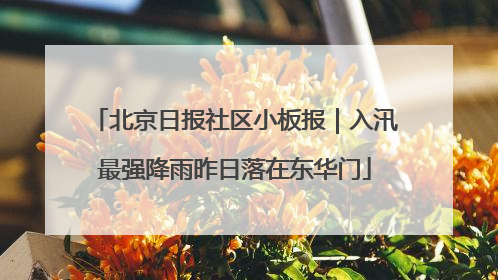 北京日报社区小板报｜入汛最强降雨昨日落在东华门