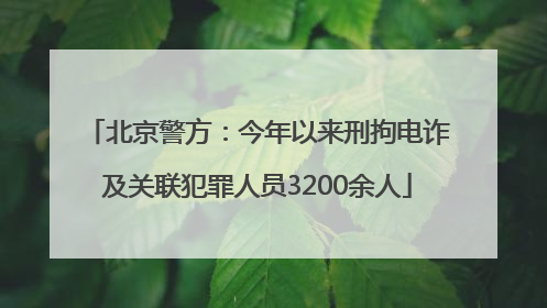 北京警方：今年以来刑拘电诈及关联犯罪人员3200余人