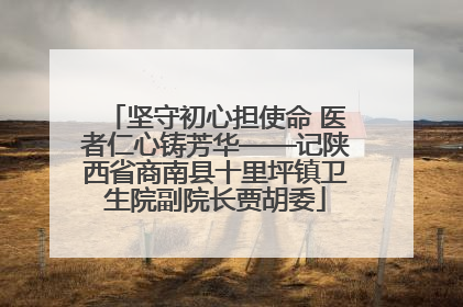 坚守初心担使命 医者仁心铸芳华——记陕西省商南县十里坪镇卫生院副院长贾胡委