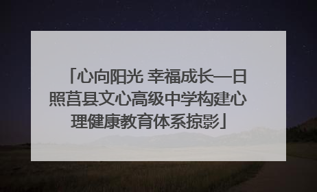 心向阳光 幸福成长—日照莒县文心高级中学构建心理健康教育体系掠影