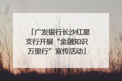 广发银行长沙红星支行开展“金融知识万里行”宣传活动
