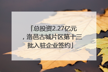 总投资2.27亿元，洛邑古城片区第十三批入驻企业签约