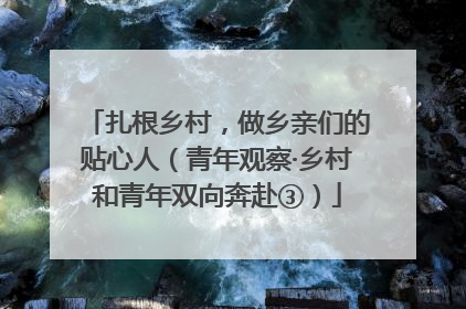 扎根乡村，做乡亲们的贴心人（青年观察·乡村和青年双向奔赴③）