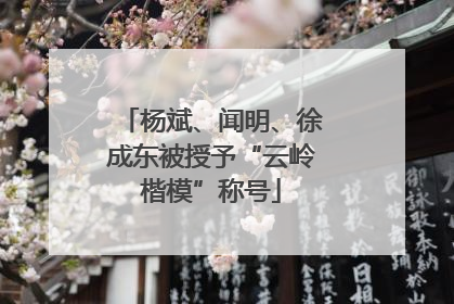 杨斌、闻明、徐成东被授予“云岭楷模”称号