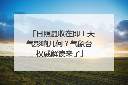 日照夏收在即！天气影响几何？气象台权威解读来了