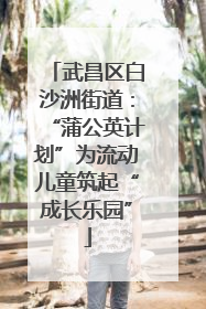 武昌区白沙洲街道：“蒲公英计划”为流动儿童筑起“成长乐园”