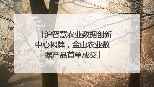 沪智慧农业数据创新中心揭牌，金山农业数据产品首单成交