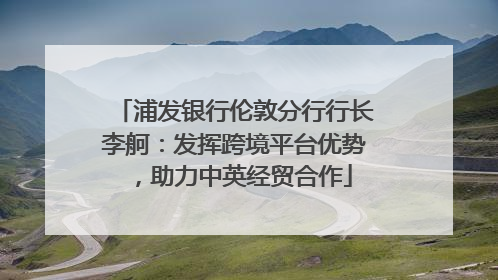 浦发银行伦敦分行行长李舸：发挥跨境平台优势，助力中英经贸合作