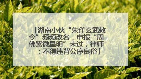 湖南小伙“朱雀玄武敕令”频频改名，申报“周佛紫微星明”未过；律师：不得违背公序良俗