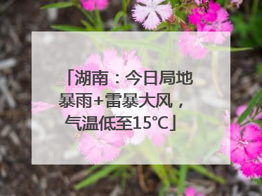 湖南：今日局地暴雨+雷暴大风，气温低至15℃