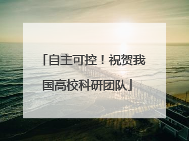 自主可控！祝贺我国高校科研团队