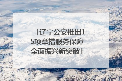 辽宁公安推出15项举措服务保障全面振兴新突破