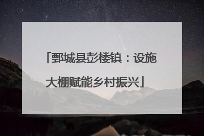 鄄城县彭楼镇：设施大棚赋能乡村振兴