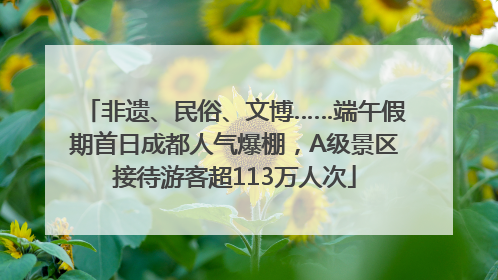 非遗、民俗、文博……端午假期首日成都人气爆棚，A级景区接待游客超113万人次