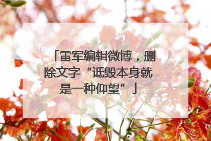 雷军编辑微博，删除文字“诋毁本身就是一种仰望”