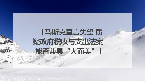 马斯克直言失望 质疑政府税收与支出法案能否兼具“大而美”
